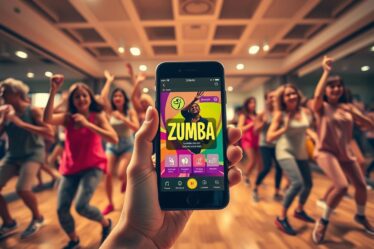 Dance zumba com um aplicativo
