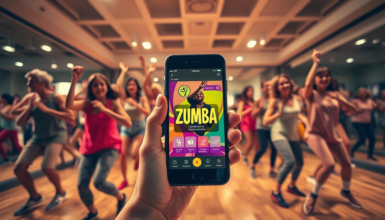 Dance zumba com um aplicativo