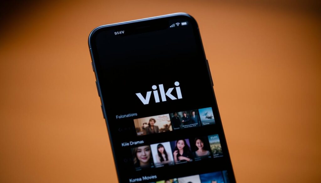 A sleek, modern mobile application interface with the "Viki" logo prominently displayed in the center. The app's UI features a clean, minimalist design with a dark color scheme, highlighting the content of Korean dramas and movies. The screen is bathed in a warm, cinematic lighting, creating a cozy and inviting atmosphere. The interface showcases high-quality thumbnails and detailed information about the available titles, drawing the viewer's attention to the app's comprehensive entertainment offerings. The overall composition conveys a sense of refinement and professionalism, reflecting the app's position as a leading platform for consuming Korean media content. A sleek, modern mobile application interface with the "Viki" logo prominently displayed in the center. The app's UI features a clean, minimalist design with a dark color scheme, highlighting the content of Korean dramas and movies. The screen is bathed in a warm, cinematic lighting, creating a cozy and inviting atmosphere. The interface showcases high-quality thumbnails and detailed information about the available titles, drawing the viewer's attention to the app's comprehensive entertainment offerings. The overall composition conveys a sense of refinement and professionalism, reflecting the app's position as a leading platform for consuming Korean media content.