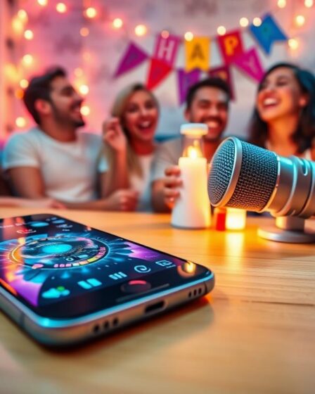 Celular em Um Karaokê