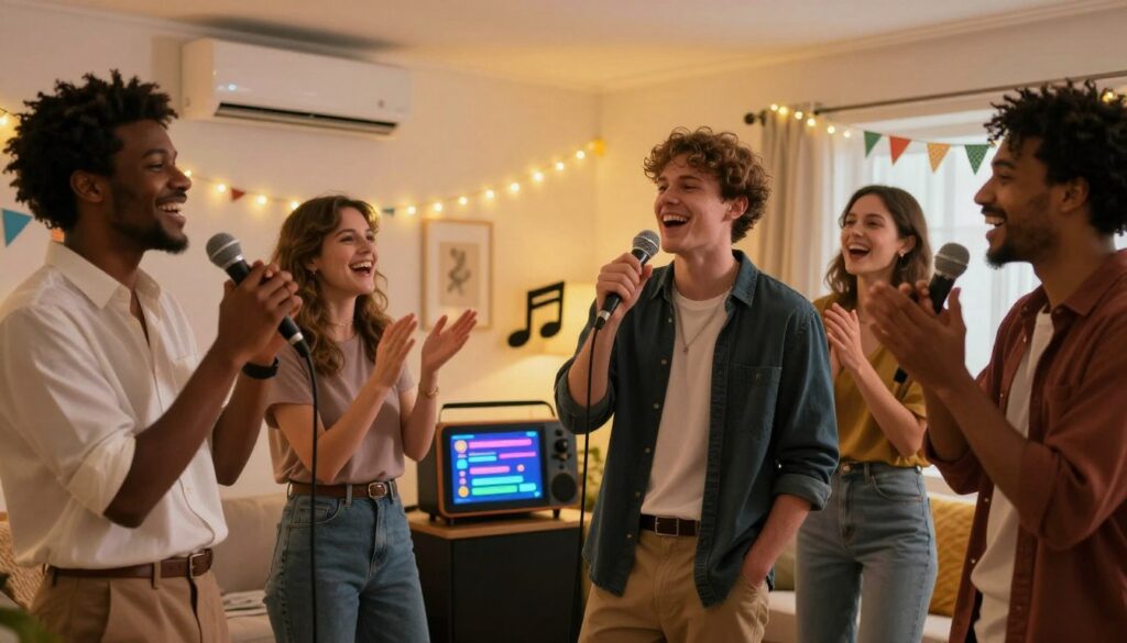 cantar sozinho ou com amigos